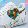 Custom Hand-painted Splatter Air Force 1 Sneakers: Personalized Autism AF1 Shoes