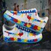 Custom Air Force 1 Drip Sneakers, Personalized Hand-painted Autism AF1 Shoes
