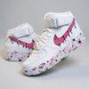 Custom Hand-Painted Pink Drip Air Force 1 Mids Sneakers: Personalized AF1 Sneakers - Image 2