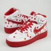 Custom Hand-Painted Red Drip Air Force 1 Mid Sneakers: Personalized AF1 Sneakers - Image 2