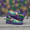 Mardi Gras Custom Air Force 1 Sneakers, Hand-Painted Glitter Drip AF1 Shoes - Image 2