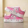 Custom Pink Drip Cartoon AF1 Sneakers, Hand Painted Pink Comic Air Force 1 Shoes