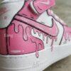 Custom Pink Drip Cartoon AF1 Mid Sneakers, Hand Painted Pink Comic Air Force 1 Shoes - Image 4