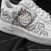 Custom Anime Line Art AF1 – Hand-Painted Black and White Manga Style Air Force 1 Sneakers - Image 3