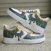 Mardi Gras Custom Drip Air Force 1 Sneakers, Hand-Painted Purple Green Gold Drip AF1 Shoes