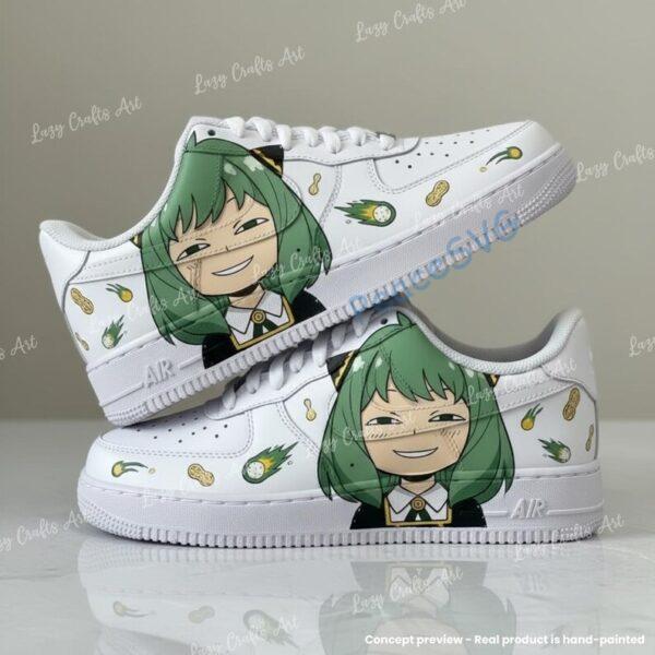 Custom Air Force 1 Shoes, Green Hair Anime Girl Hand Painted AF1 Low, Cute Chibi Cartoon Sneakers, Anime Style Shoes