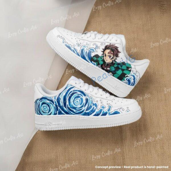 Hand Painted Anime AF1 Sneakers, Japanese Wave Art, Custom Air Force 1 Shoes