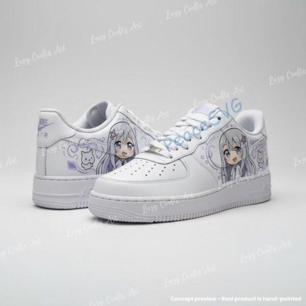 Alternative view of Hand Painted Anime Girl Air Force 1 Sneakers, Custom Chibi Kawaii Shoes