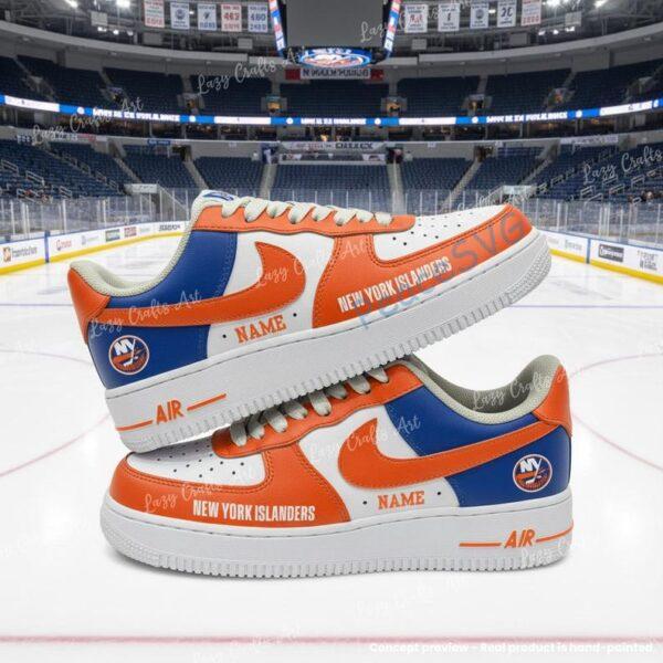 Personalized Hand-Painted New York Hockey Air Force 1, Custom Islenders Hockey Fan AF1 Sneaker, Adult /Toddler Kids