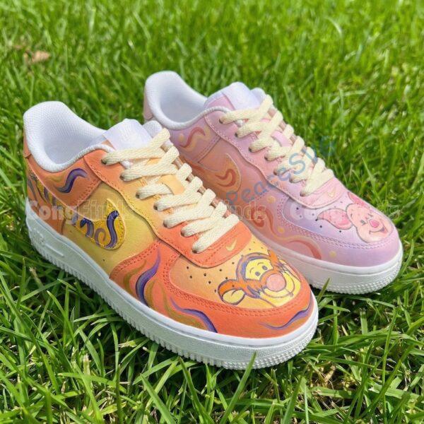 Custom Cartoon Air Force 1 Shoes, Hand Painted Bear and Pig AF1 Sneakers