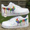 Hand-Painted Autism Awareness Air Force 1 For Kids: Rainbow Puzzle Swoosh - Image 4