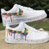 Hand-Painted Autism Awareness Air Force 1 For Kids: Rainbow Puzzle Swoosh - Image 5