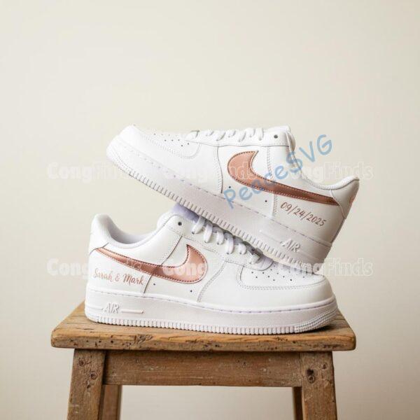 Alternative view of Personalized Wedding Air Force 1 Sneakers, Hand-Painted Gold, Silver & Rose Gold AF1 Shoes