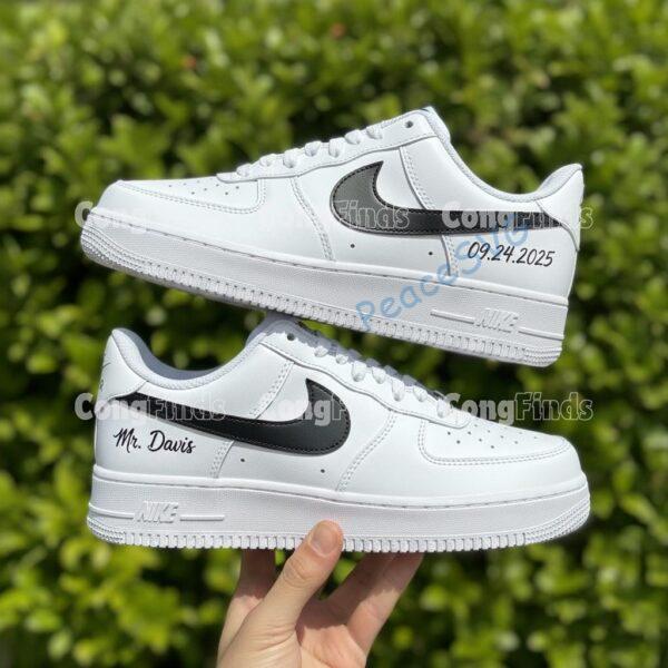Hand-Painted Groom Air Force 1s: Custom Wedding Sneakers