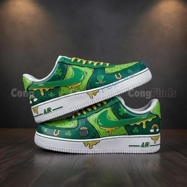 ST Patrick's Custom Air Force 1: Hand-Painted Green AF1 Sneakers