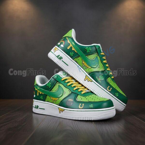 Alternative view of ST Patrick's Custom Air Force 1: Hand-Painted Green AF1 Sneakers