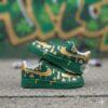 ST Patrick's Custom Air Force 1: Hand-Painted Green Drip AF1 Sneakers