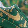 ST Patrick's Custom Air Force 1: Hand-Painted Green Drip AF1 Sneakers - Image 2