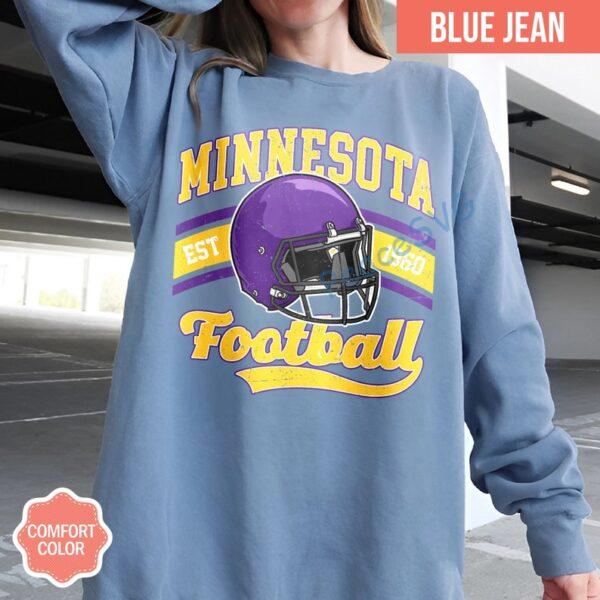 Alternative view of Minnesota Football Vintage Style Comfort Colors Sweatshirt, Retro Minnesota Fooball Shirt, Vintage Minnesota Crewneck, Minnesota Fan Gifts