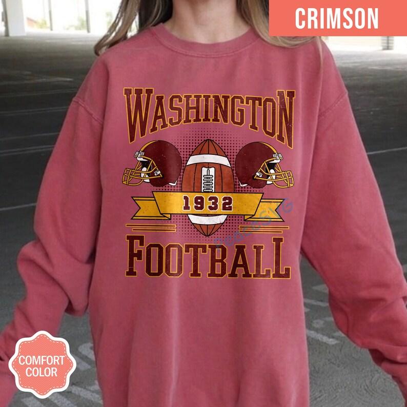 Washington Football Vintage Style Comfort Colors Sweatshirt, Washington Crewneck Commander Sweater, Washington Fan Gift, Washington Shirt - Image 4