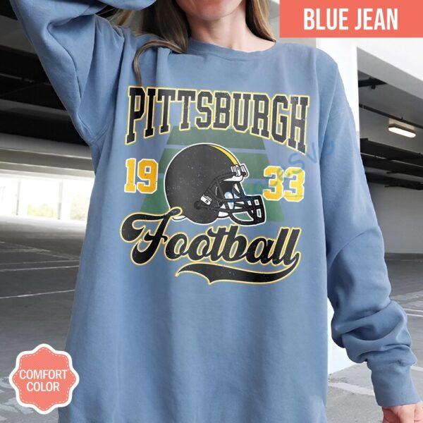 Alternative view of Pittsburgh Football Comfort Colors T-Shirt, Vintage Unisex Pittsburgh Crewneck, Gift for Football Fan, Oversized Pittsburgh T-Shirt