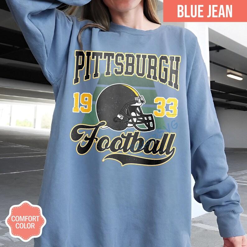 Pittsburgh Football Comfort Colors T-Shirt, Vintage Unisex Pittsburgh Crewneck, Gift for Football Fan, Oversized Pittsburgh T-Shirt - Image 2