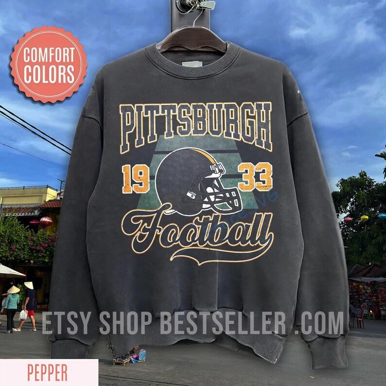 Pittsburgh Football Comfort Colors T-Shirt, Vintage Unisex Pittsburgh Crewneck, Gift for Football Fan, Oversized Pittsburgh T-Shirt - Image 6