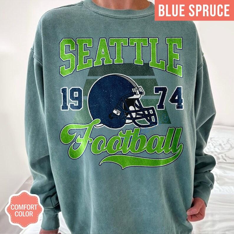 Seattle Football Vintage Style Comfort Colors T-Shirt, Seattle Football Sweatshirt, Seattle T-Shirt, Retro Seattle Football Shirt - Image 5