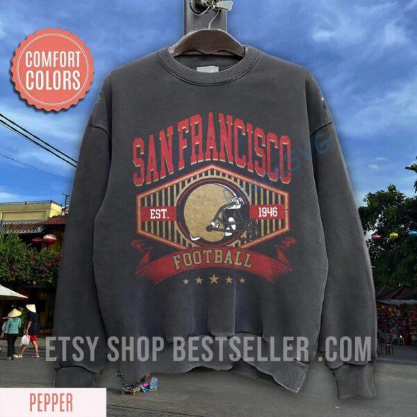 San Francisco Football Vintage Style Comfort Colors Sweatshirt, San Francisco Football Crewneck, SF Football Sweatshirt, Football Gifts