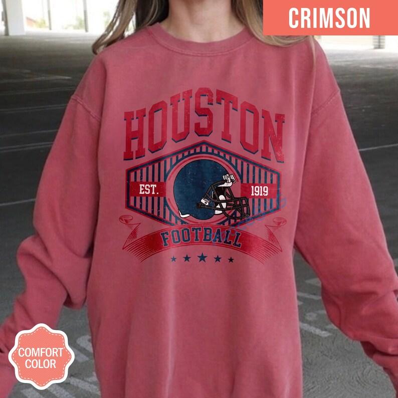 Houston Football Vintage Style Comfort Colors Sweatshirt, Texan Football Shirt, Houston Football Game Day Shirt, Sunday Football Shirt - Image 4