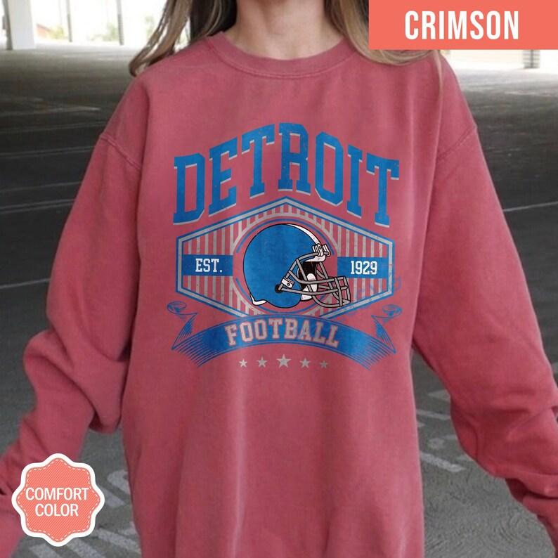Detroit Football Comfort Colors Vintage Style Sweatshirt, Detroit Football Tee, Detroit Football Shirt, Detroit Sweater, Sunday Football - Image 4