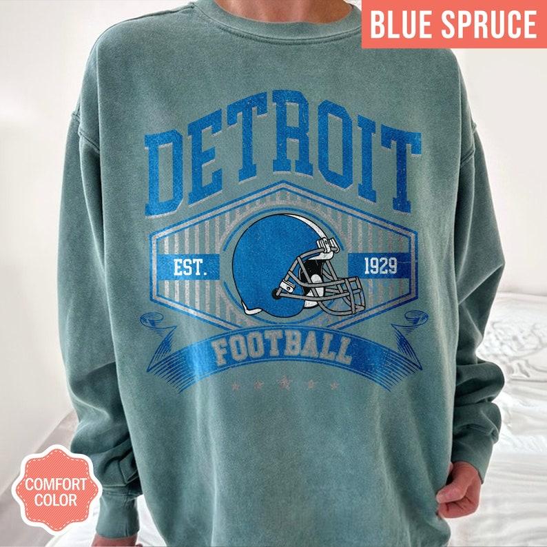 Detroit Football Comfort Colors Vintage Style Sweatshirt, Detroit Football Tee, Detroit Football Shirt, Detroit Sweater, Sunday Football - Image 5