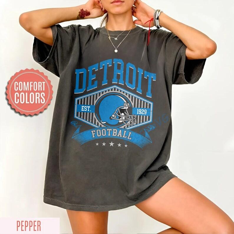 Detroit Football Comfort Colors Vintage Style Sweatshirt, Detroit Football Tee, Detroit Football Shirt, Detroit Sweater, Sunday Football - Image 6