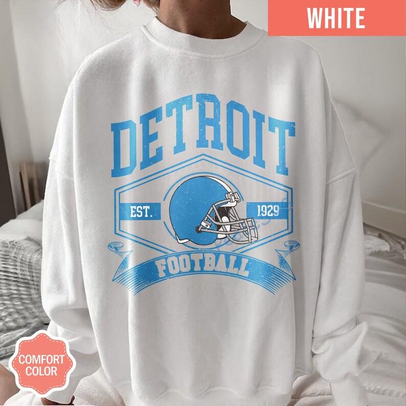 Detroit Football Comfort Colors Vintage Style Sweatshirt, Detroit Football Tee, Detroit Football Shirt, Detroit Sweater, Sunday Football - Image 3