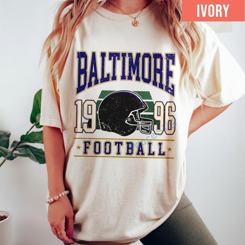 Baltimore Football Vintage Style Comfort Colors T-Shirt, Retro Baltimore Crewneck, Oversized Football T-Shirt, Gift Football Fan - Image 2