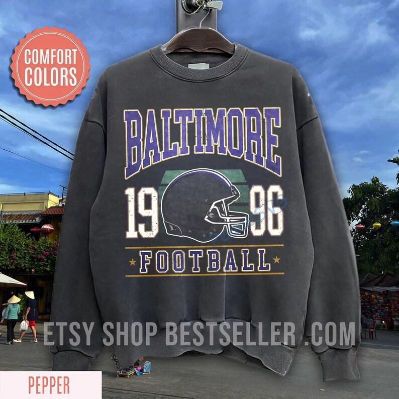 Baltimore Football Vintage Style Comfort Colors T-Shirt, Retro Baltimore Crewneck, Oversized Football T-Shirt, Gift Football Fan - Image 7