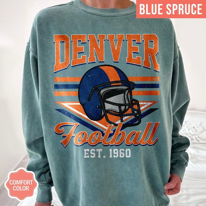 Denver Football Vintage Style Comfort Colors T-Shirt, Retro Denver Football Shirt, Denver Footbal Fans Gift Sweater, Sunday Football - Image 5