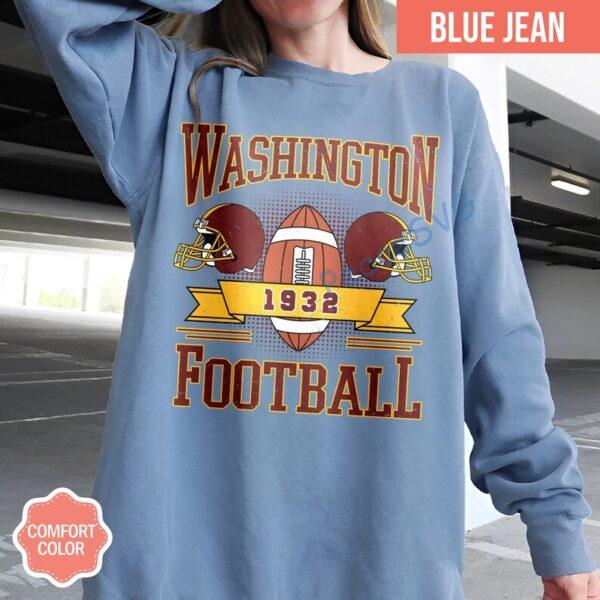 Alternative view of Washington Football Vintage Style Comfort Colors Sweatshirt, Washington Crewneck Commander Sweater, Washington Fan Gift, Washington Shirt