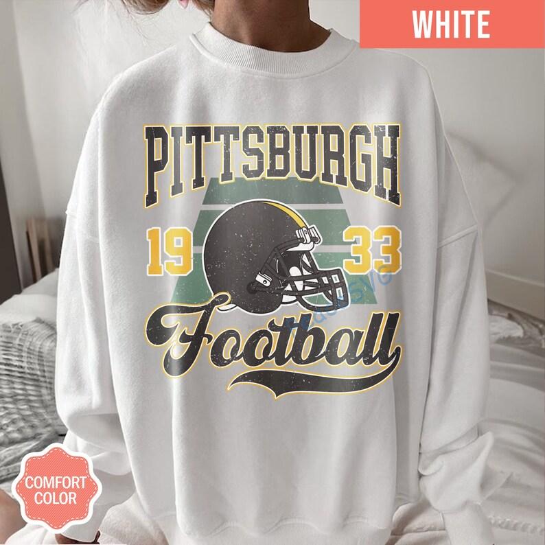Pittsburgh Football Comfort Colors T-Shirt, Vintage Unisex Pittsburgh Crewneck, Gift for Football Fan, Oversized Pittsburgh T-Shirt - Image 3