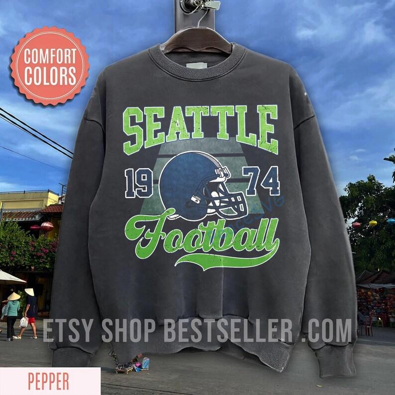 Seattle Football Vintage Style Comfort Colors T-Shirt, Seattle Football Sweatshirt, Seattle T-Shirt, Retro Seattle Football Shirt - Image 6