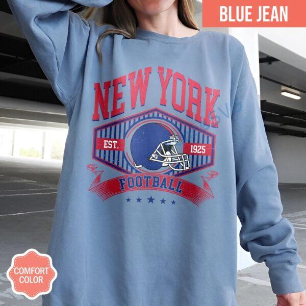 Alternative view of Giant Vintage Style Comfort Colors Sweatshirt, New York Football Crewneck, NY Giant Sweatshirt, New York Football T-shirt, New York Fan Gift