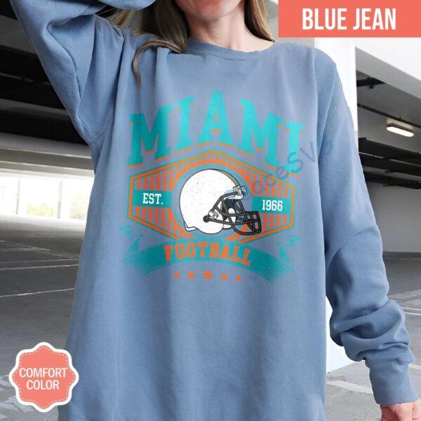 Alternative view of Miami Football Vintage Style Comfort Colors Sweatshirt, Retro Miami Football Crewneck, Miami Football T-Shirt, Miami Football Gifts