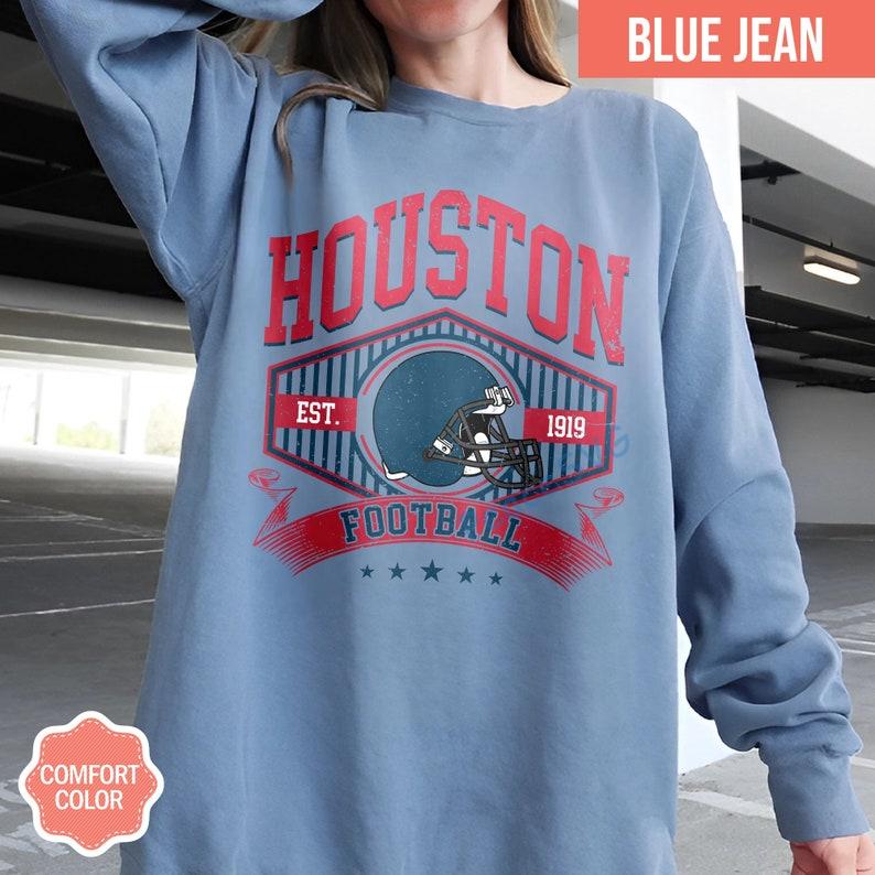 Houston Football Vintage Style Comfort Colors Sweatshirt, Texan Football Shirt, Houston Football Game Day Shirt, Sunday Football Shirt - Image 2