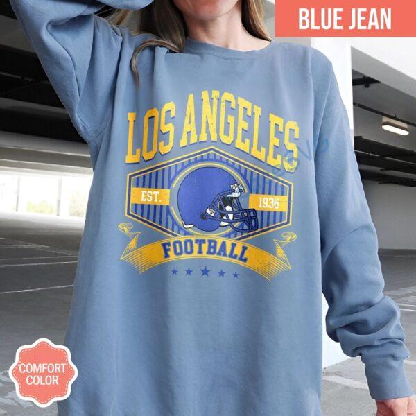 Alternative view of Los Angeles Football Vintage Style Comfort Colors Sweatshirt, Los Angeles Football Shirt, Rams 90s Style Football Shirt