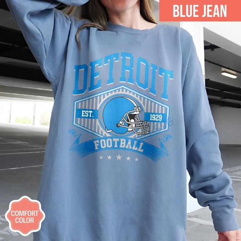 Detroit Football Comfort Colors Vintage Style Sweatshirt, Detroit Football Tee, Detroit Football Shirt, Detroit Sweater, Sunday Football - Image 2