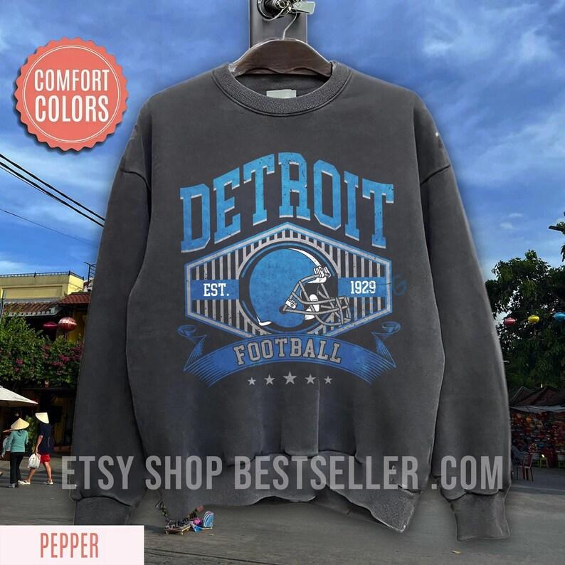 Detroit Football Comfort Colors Vintage Style Sweatshirt, Detroit Football Tee, Detroit Football Shirt, Detroit Sweater, Sunday Football