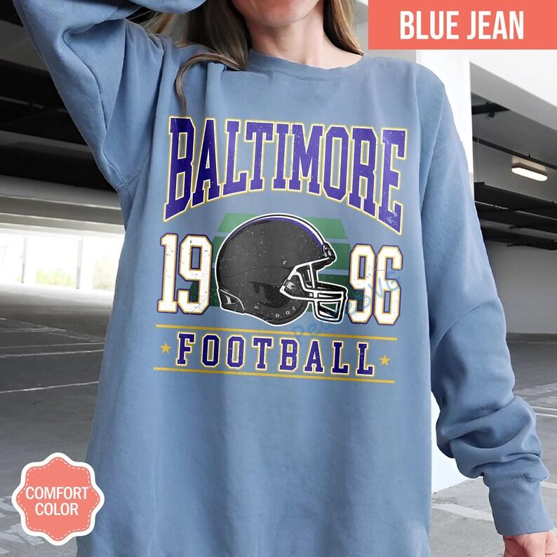 Baltimore Football Vintage Style Comfort Colors T-Shirt, Retro Baltimore Crewneck, Oversized Football T-Shirt, Gift Football Fan - Image 3
