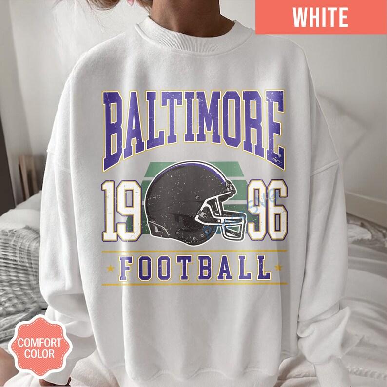 Baltimore Football Vintage Style Comfort Colors T-Shirt, Retro Baltimore Crewneck, Oversized Football T-Shirt, Gift Football Fan - Image 4