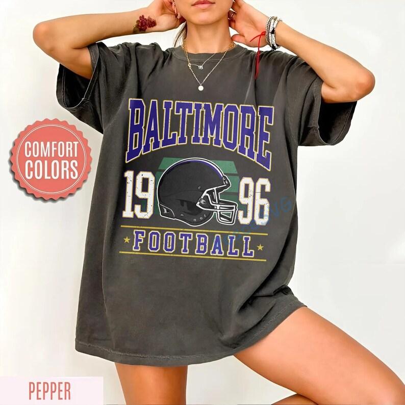Baltimore Football Vintage Style Comfort Colors T-Shirt, Retro Baltimore Crewneck, Oversized Football T-Shirt, Gift Football Fan