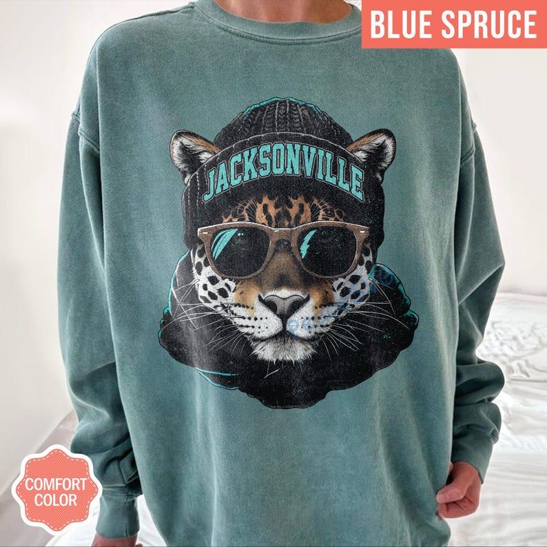 jacksonville Football Vintage Style Comfort Colors T-Shirt, Jacksonville Football Sweatshirt, Vintage Style Jacksonville Football Shirt - Image 5